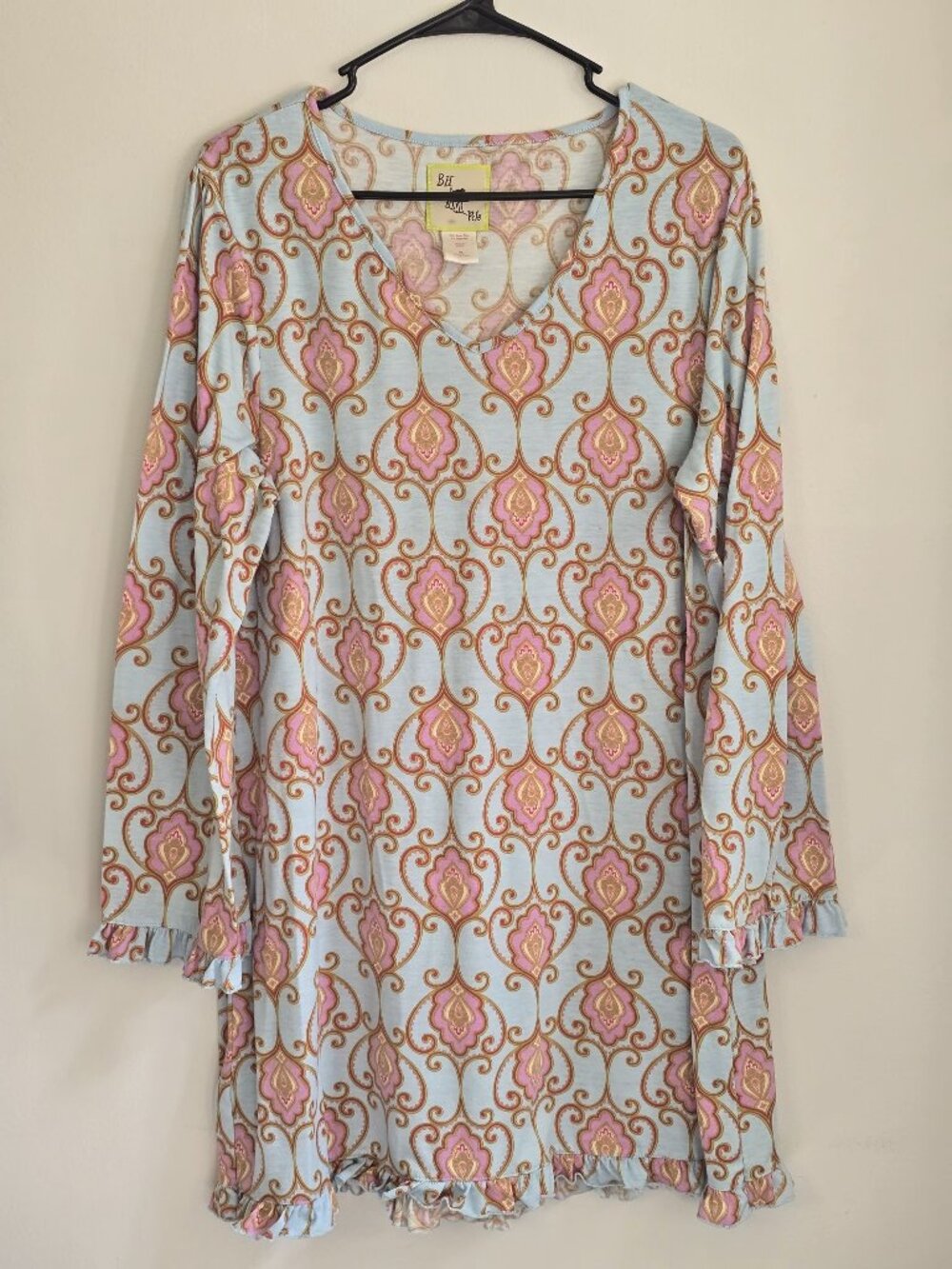 BH BedHead PJs Women's XL Floral Paisley Long-Sleeve Pajama nightgown